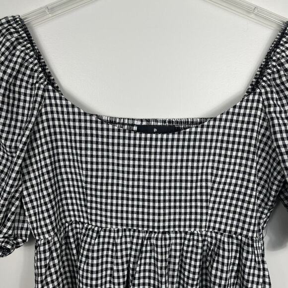 Pomander Place Tuckernuck Abigail Dress Womens M Black Gingham Babydoll Cottage - Picture 6 of 10